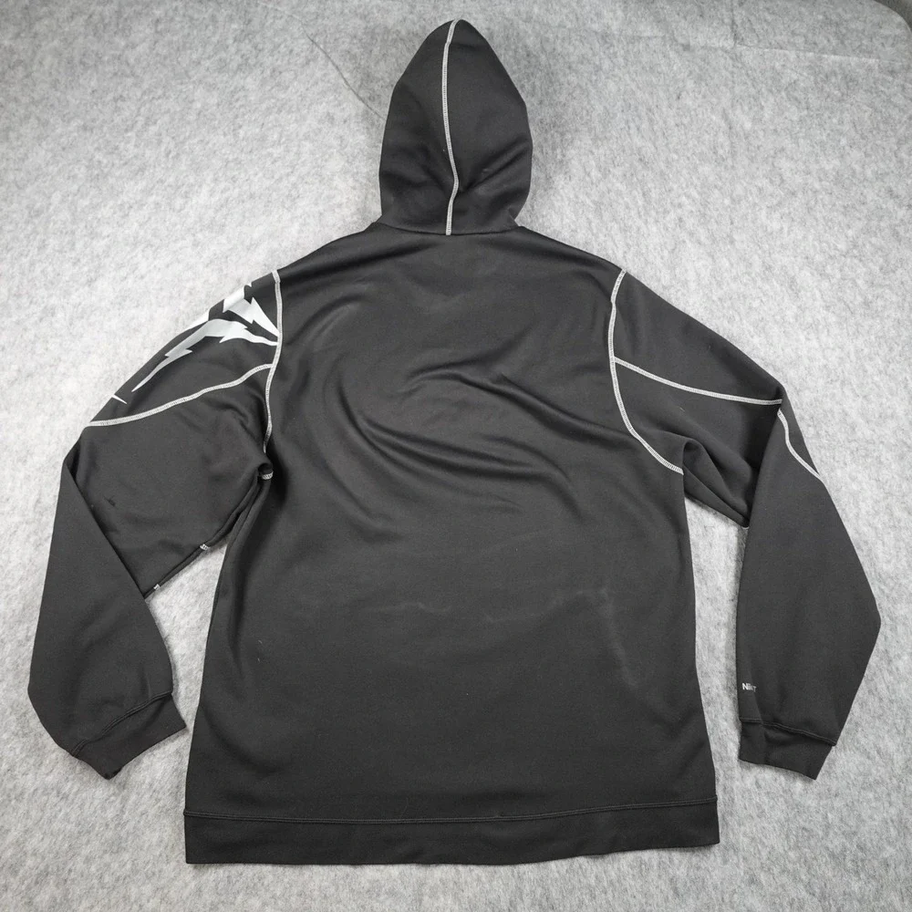 Nike Hoodie Mens Large Black Therma Fit Contrast Stitch Pullover Sweatshirt FLAW